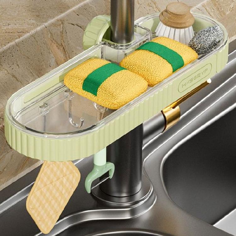Stable Sink Sponge Shelf Functional Water Tap Sponge Storage Organizer Practical Kitchen Dishes Organizer Rack