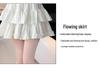 White Wood Ear Trim Fluffy High-Waisted A-Line Skirt - Women's 2026 Summer Edition