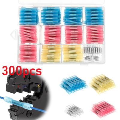 500/210pcs Heat Shrink Wire Connector Butt Terminals Kit Crimp Connectors Waterproof Insulated Electrical Terminals Marine Autom