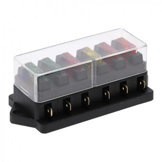 Circuit Standard 6 Way Fuse Box Plastic Covers DC12V 24V Car Fuse Block Holders 6 Ways with Clip