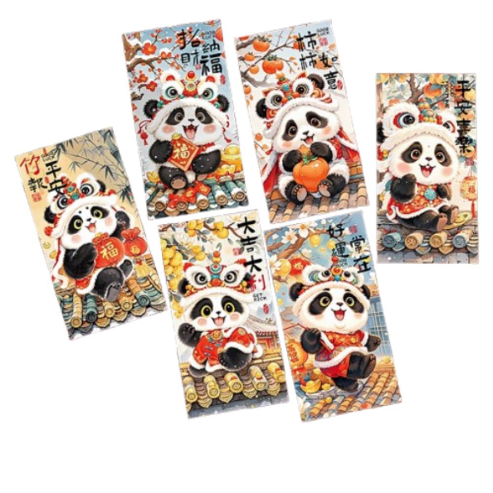 6pcs Traditional Children's Money Bag Hongbao Lucky Money Packet God of Wealth Red Pocket Bonus
