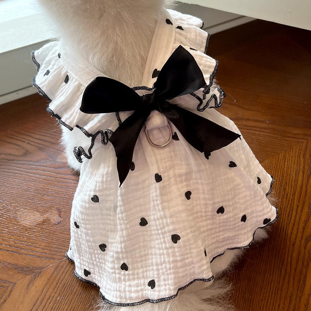 Pet Dresses Sub-Supplies Clothes Spring Summer Dog Cat Teddy Bigbear Pomeranian Love Dog Clothing Cat Clothing