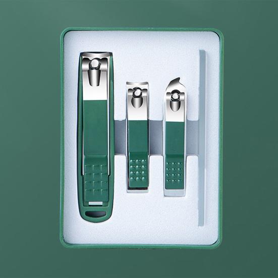 Conjunto de 4 cortadores de unhas de aço inoxidável com caixa de armazenamento de design anti-respingos Kit de manicure e pedicure fácil de usar para cuidados com os pés e unhas