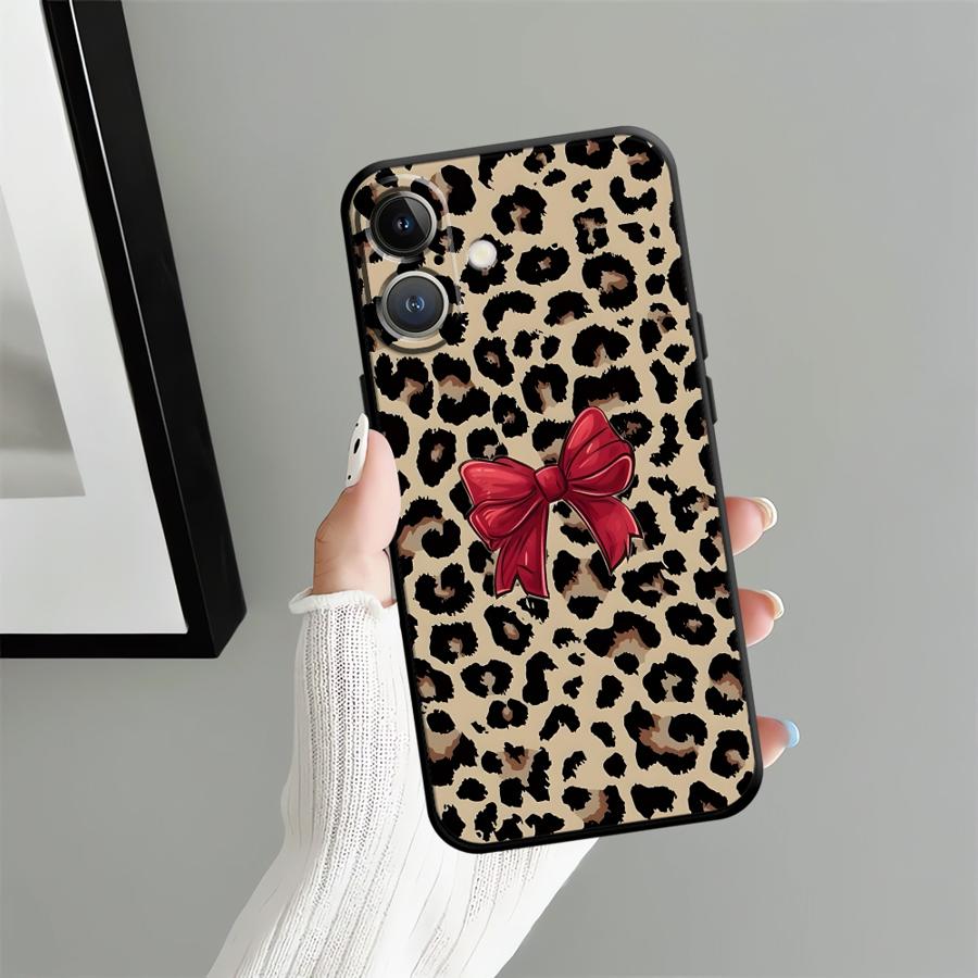

Creative Leopard Print Bow Funda Phone Cover Case for Apple iPhone 17 Pro Max 12 15 Pro 7 8 XR XS MAX 16 Air 14 11 13 iPhone 11 Pro Max