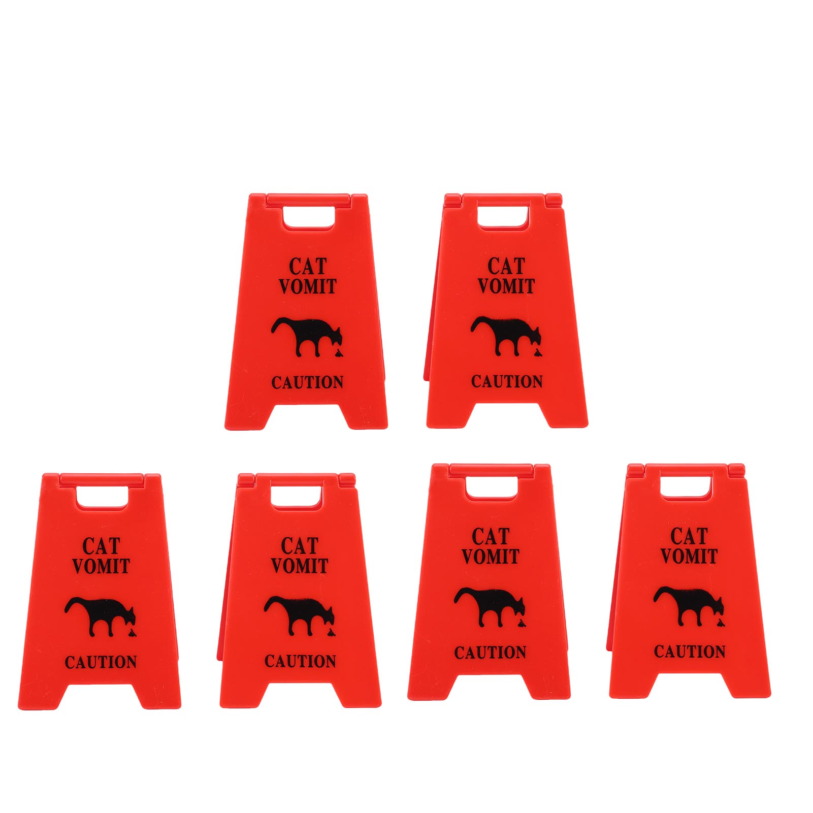 

6PCS Cat Vomit Caution Signs Plastic Multifunctional Obvious Funny Cats Vomits Warning Sign for Indoor красный