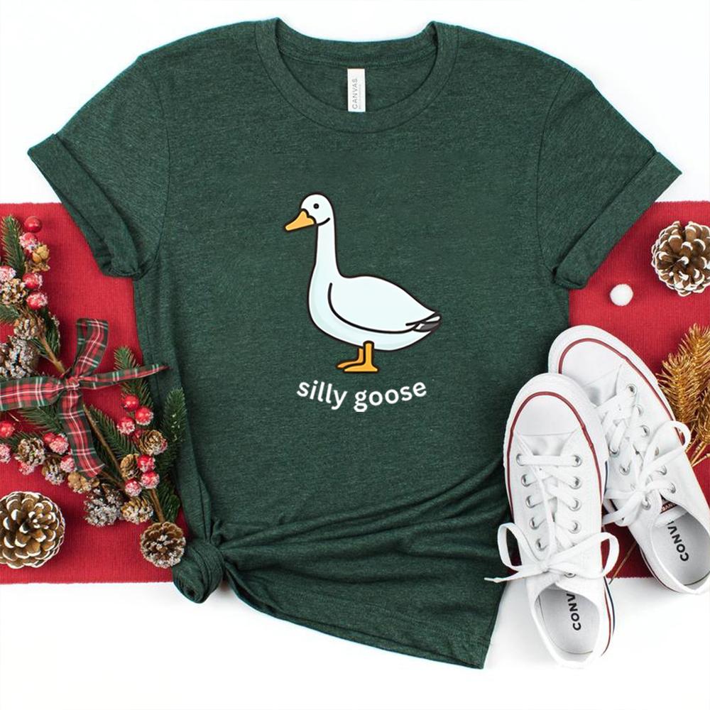 Silly Goose TShirt Cute Goose Short Sleeve Shirts Silly Goose University Shirt Funny Goose Tee Unisex Trendy Summer Casual Tops