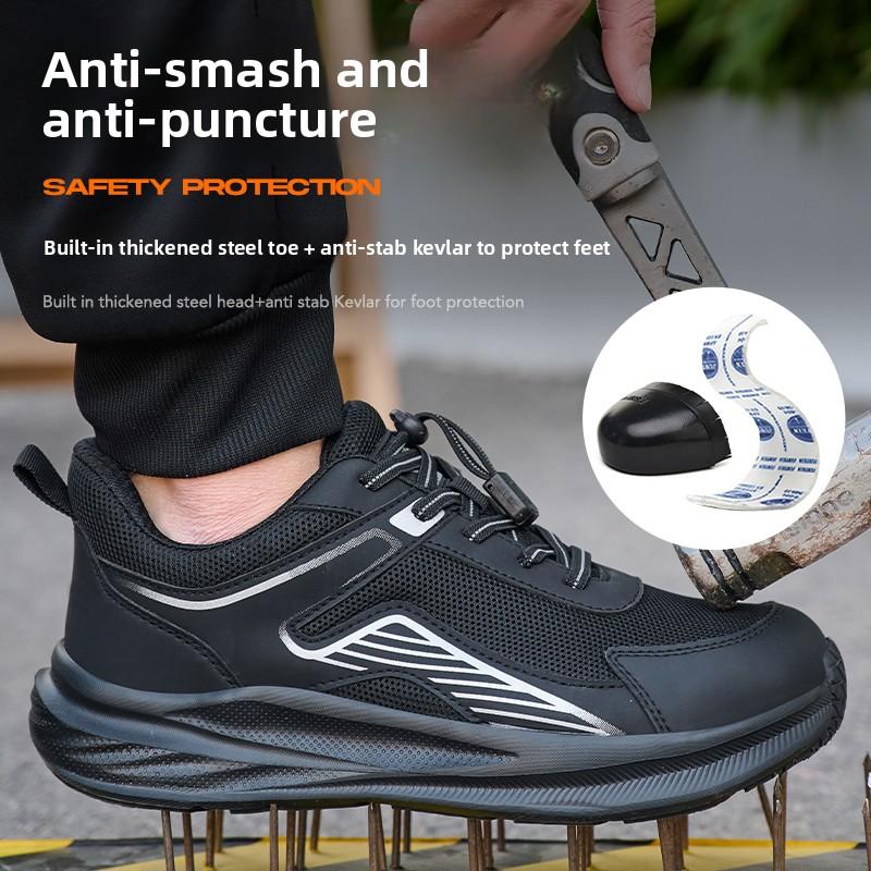 Summer Wide Toe Safety Shoes for Men Anti Stab Light Summer Work Shoes Men Anti Smash Safety Sneakers Steel Toe Ankle Boots