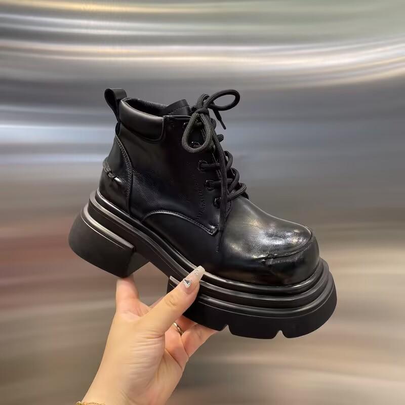 Fashion Women's Designer Punk Motorcycle Boots 2024 Autumn Winter Fashion Side Zipper Ankle Boots Woman Platform Shoes Bota De Vaqueiro