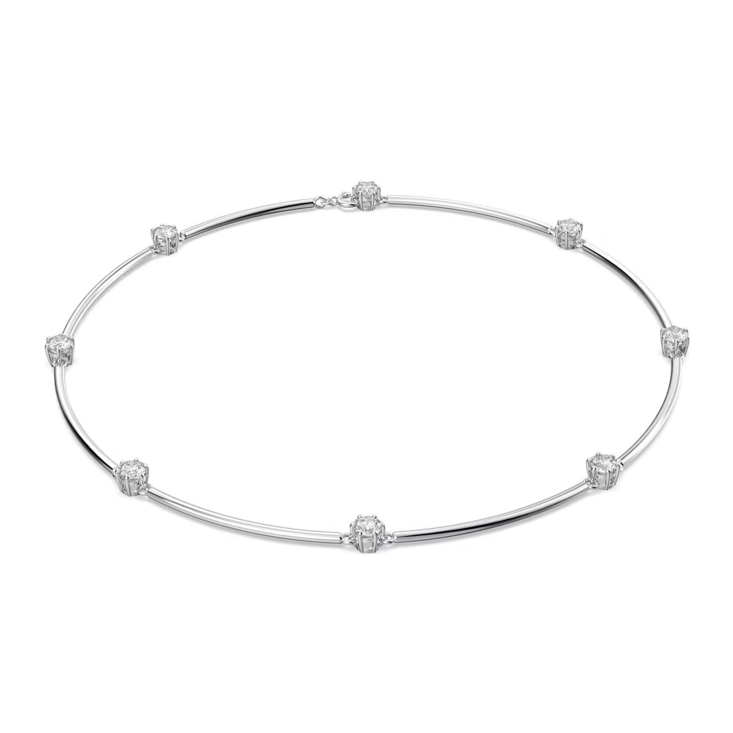 Swarovski Constella Round Cut Cubic Zirconia Rhodium Plated Necklace Women necklace Silver 5638699 Silver,F