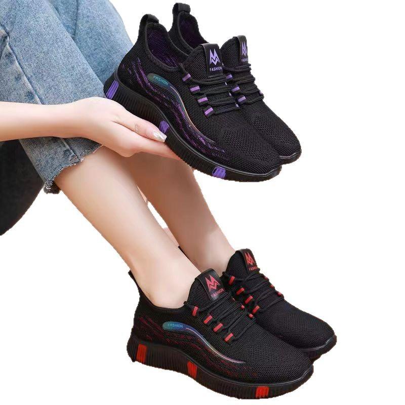 Old Beijing cloth shoes women's shoes flying woven walking shoes soft sole non-slip mesh breathable casual shoes middle-aged mother shoes