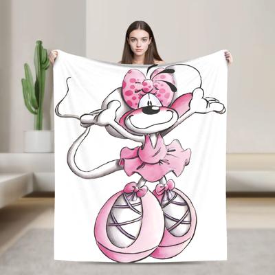 Cartoon Diddl Diddlina   Plush Blankets Girls Boys  Flannel Throw Blanket For Couch Bed Warm Soft Design Bedspread Gift Idea