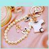 Elegant Pearl And Crystal Butterfly Bow Keychain Cute Zinc Alloy Car Accessory Gift