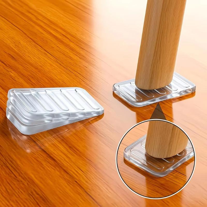 Transparent Rubber Wedge Shims - Plastic Furniture Levelers For Uneven Surfaces, Matte Finish, Cuttable Hard Table Pads
