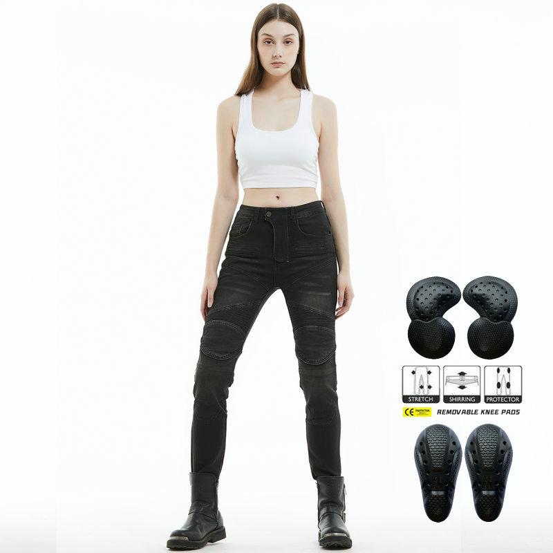 

VOLERO+Motorcycle Jeans For Women Knight Slim Fit Elastic Used Motorcycle Jeans+Cycling Anti Fall Pants