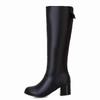 Fashion Autumn Winter Warm Over The Knee Boots Women Fashion Side Zipper High Heels Bow Ladies Soft PU Leather Long Botas Mujer Brown