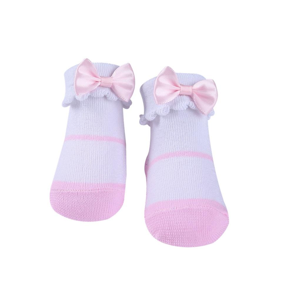 3pairs Newborn Baby Girls Socks Bow Toddler Indoor Socks Fit 0-6 Months