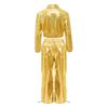 Unisex Kids Shiny Metallic Jacket Drawstring Cargo Pants Hip Hop Jazz Dance Costume Set