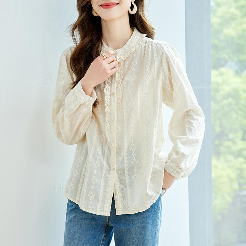 Langarm-Shirt für Damen im Sommer Pendeln Koreanisches Lockeres Oberteil