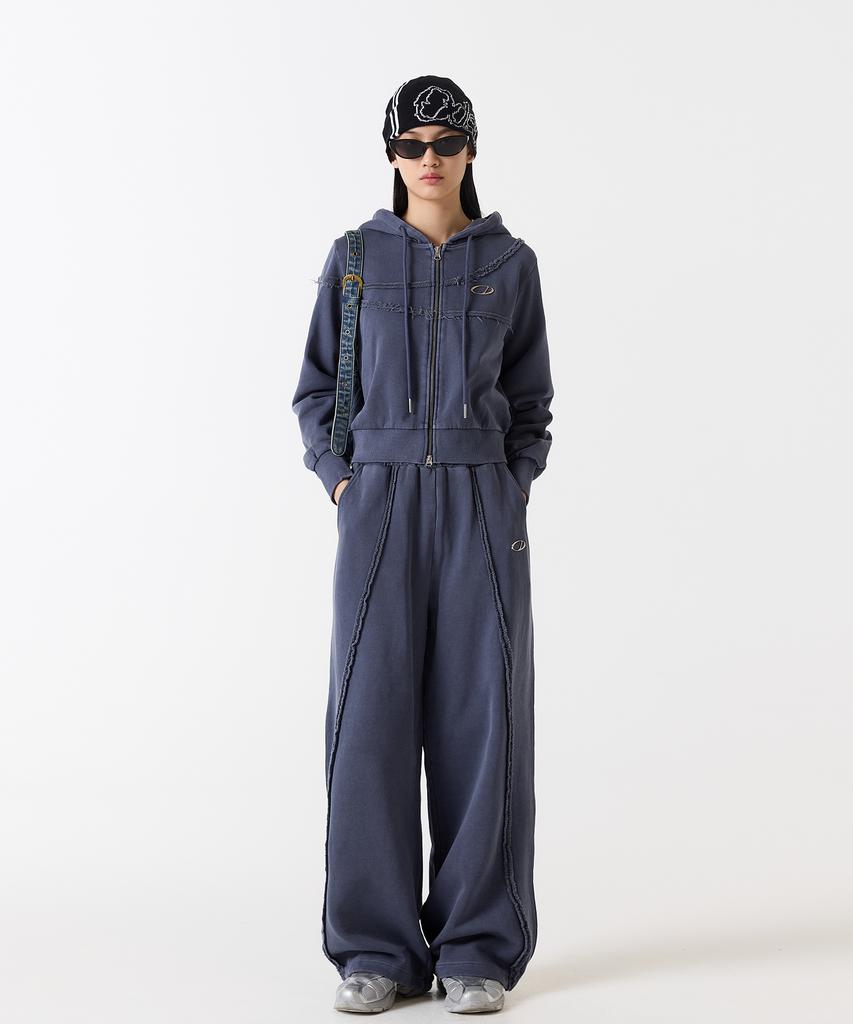 ODDSTUDIO Pigment Cutoff String Wide Pants - Navy