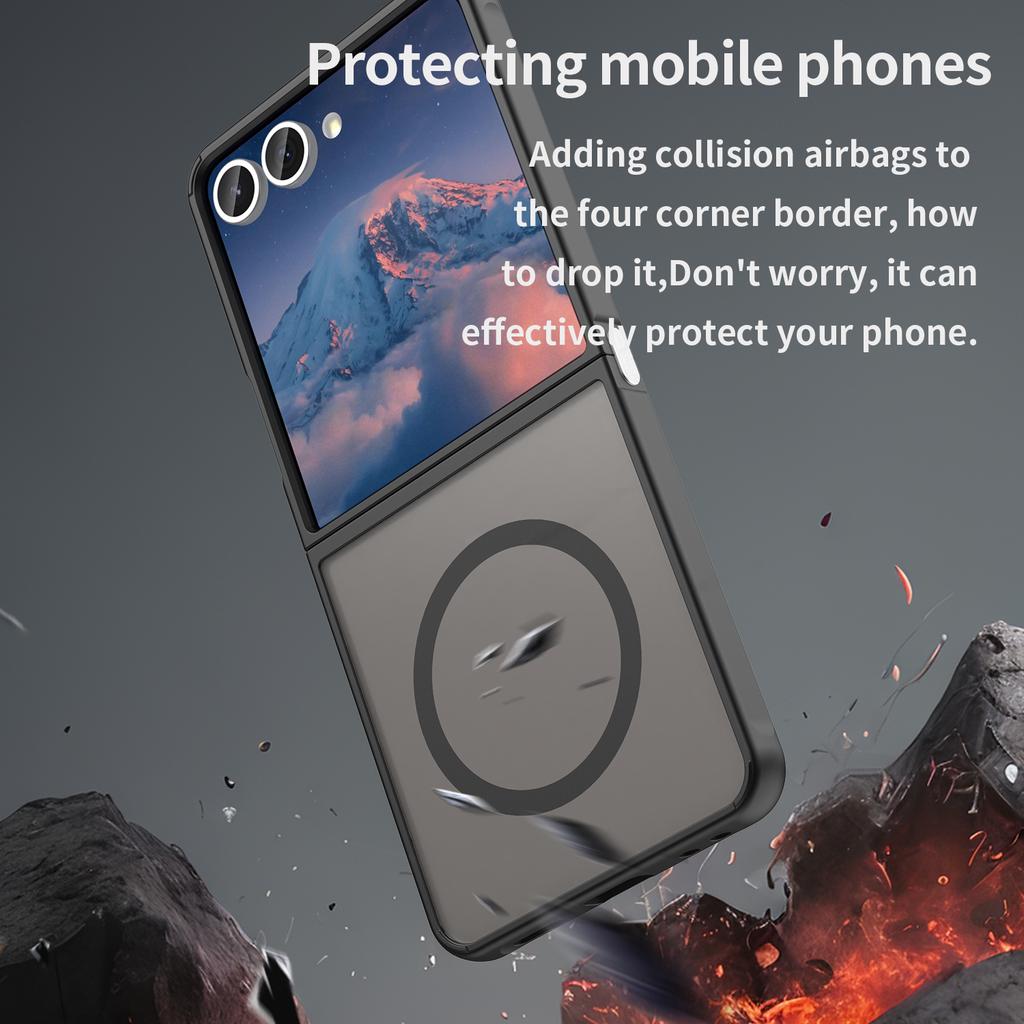 Z Flip7 Slim Matte For Magsafe Shockproof Case for For Samsung Galaxy Z Flip 7 PC TPU Hybrid Armor Magnetic Wireless Charging Cover
