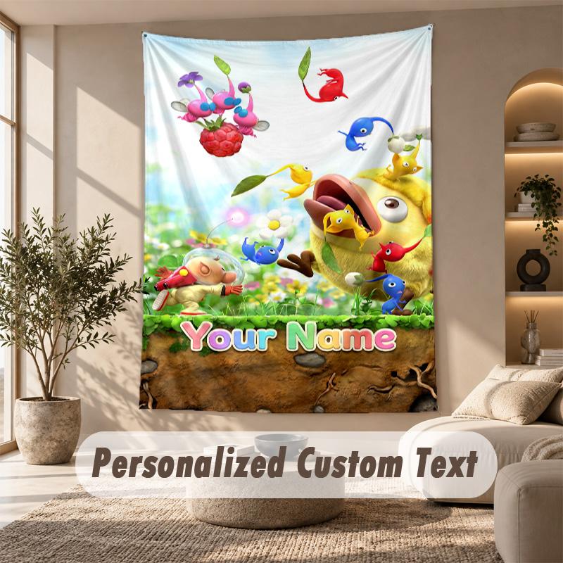 Tapestry Custom Name Text, Wall Hanging Tapestry Home Room DecorPikmin