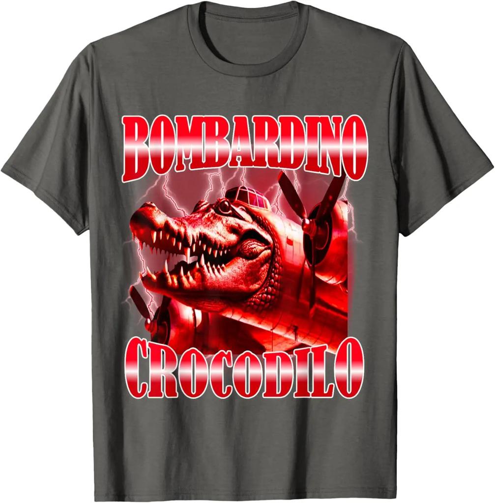 Bombardino Crocodilo Meme T-Shirt Men Women Short Sleeve Cotton Tees Funny Graphic T-shirt Y2k Outfit Summer Tops Men's Clothing