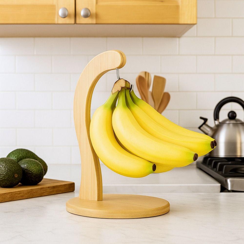Wooden Banana Holder Keep Fresh with Hanging Hook Banana Rack Suspension Type Multifunctional Headphone Holder Living Room