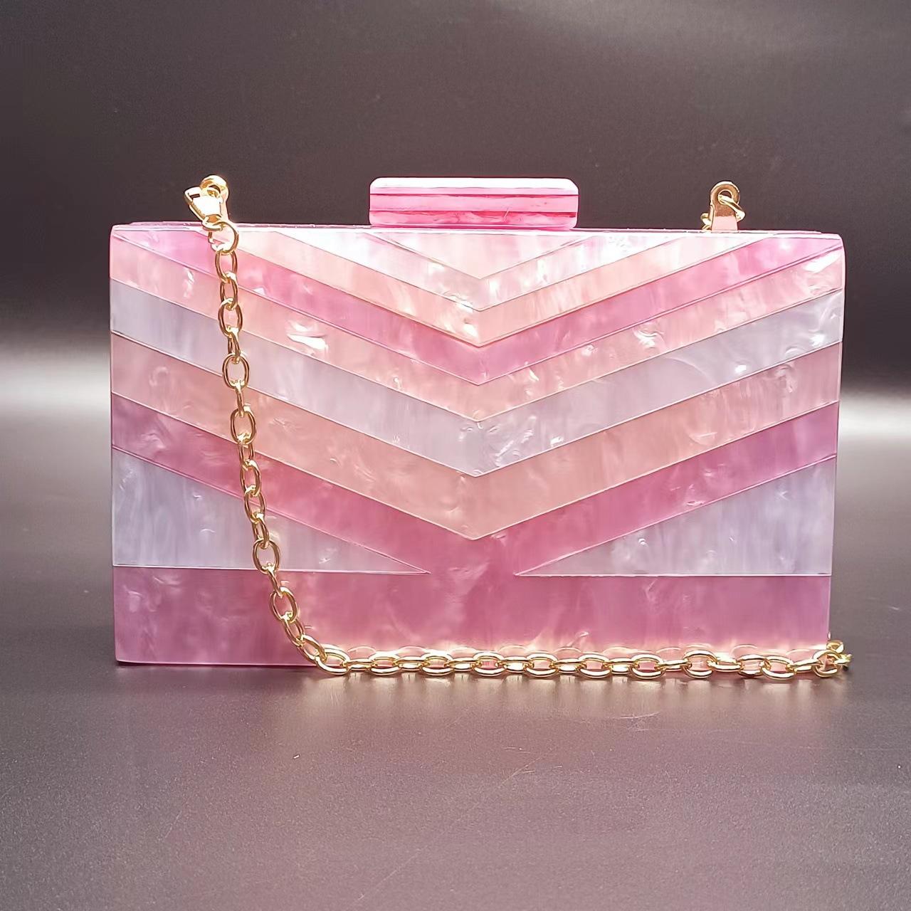 Summer Dinner Bag Retro Splicing Bag Trendy Acrylic Shoulder Chain Bag Bag Women