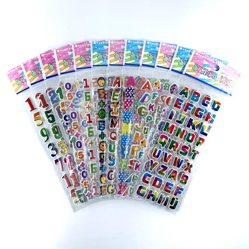 12 Sheets/Pack Cute Bulk 3D Puffy Stickers for Kids Scrapbooking Laptop Mobile Phone Decoration Girl Boy Birthday Gift