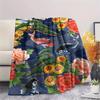 1Pc Goldfish Peacocks Print Flannel Blanket, High quality Comfortable for All Seasons, Home Decor, Warmth and Comfort, Perfect for Christmas Gifts
