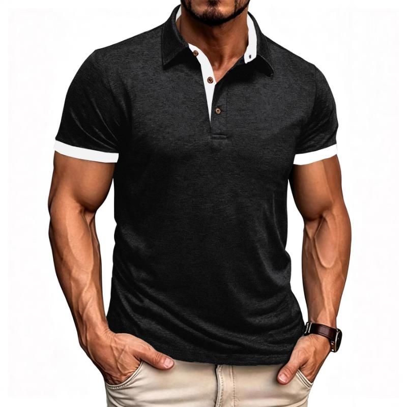 Men's Color Block Placket Short Sleeve Polo Shirt