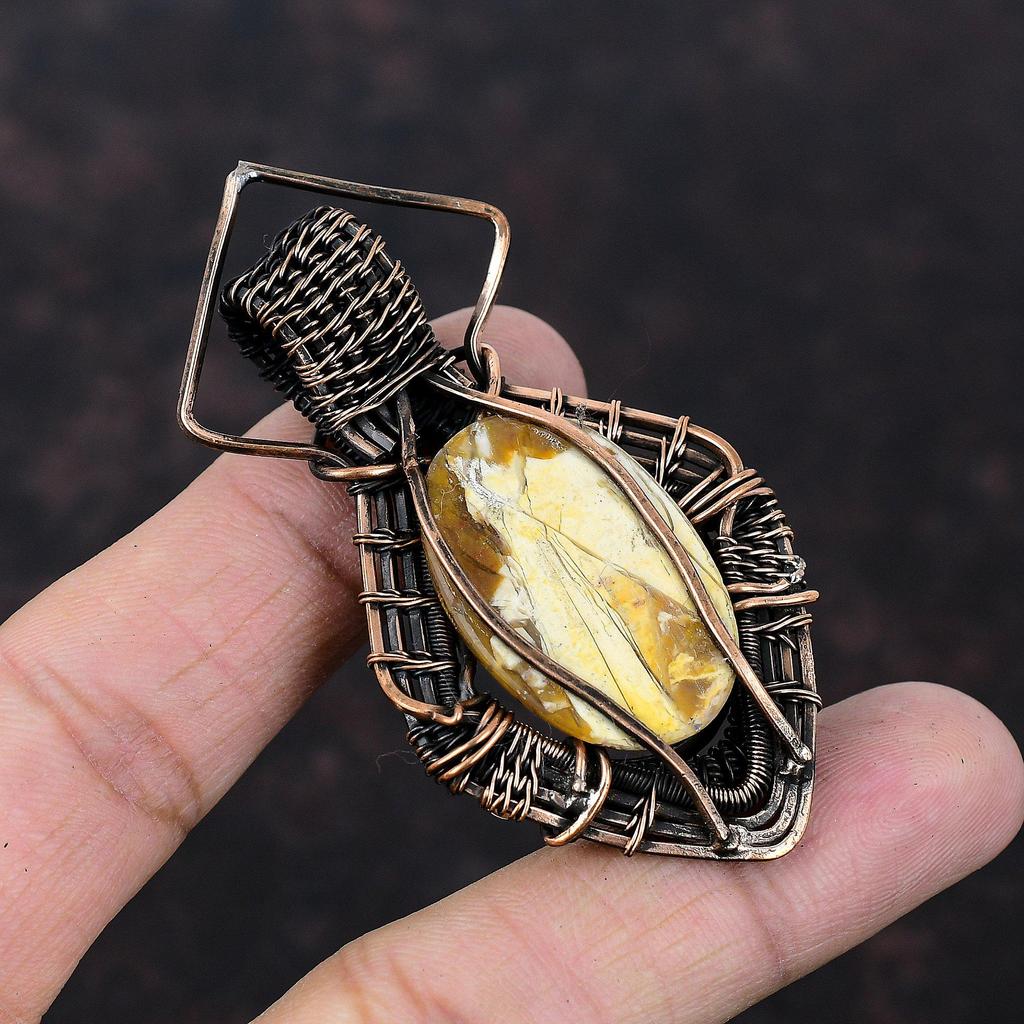 Brecciated Mookaite Pendant Copper Wire Wrapped Pendant Unique Pendant Handmade Pendants Copper Jewelry For Gift Wire Wrap Gemstone Jewelry