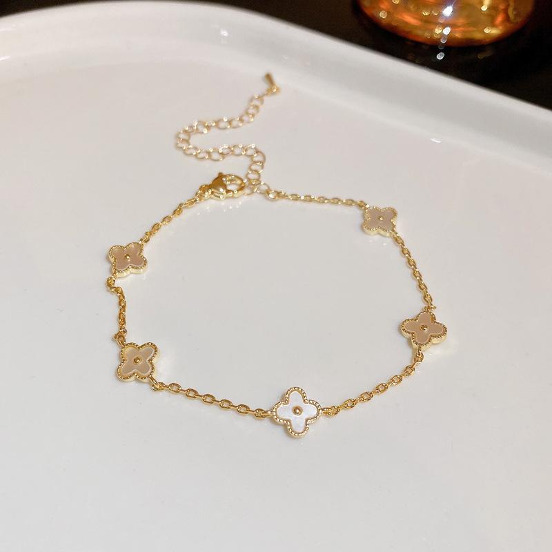 Real Gold Electroplated Korean Zircon Flower Bracelet Niche Temperament Bracelet Personalized Jewelry Women