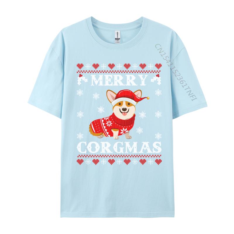 Corgi Dog Merry Corgmas Santa Corgi Ugly Christmas Sweater Cotton T-Shirt Leisure Tees Tops Clothes Camisas