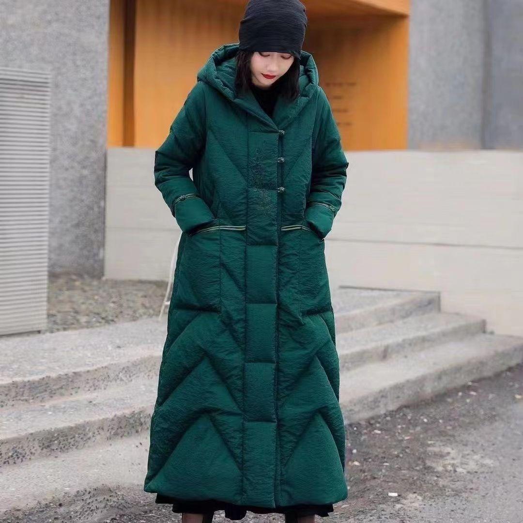 Long Cotton-padded Women`s Winter New Hooded