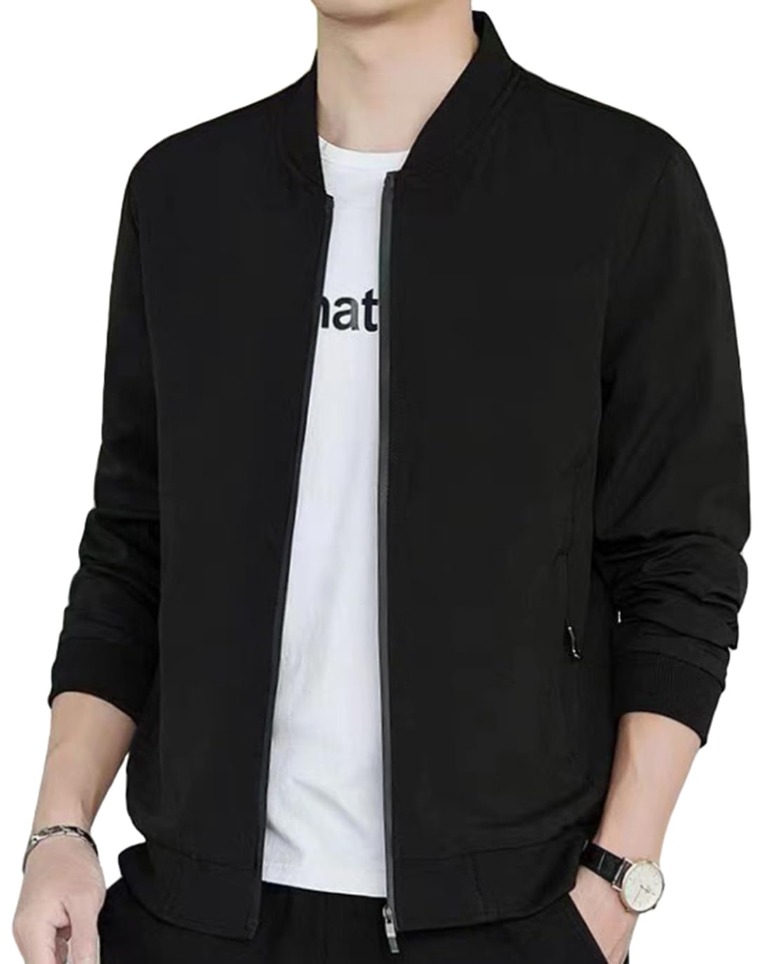 

Осенний блузон однотонный больших размеров [ODFMCE] Мужская куртка МА-1, Цвет, Стильный, Повседневный, (JP, Алфавит, 3XL, Черный)