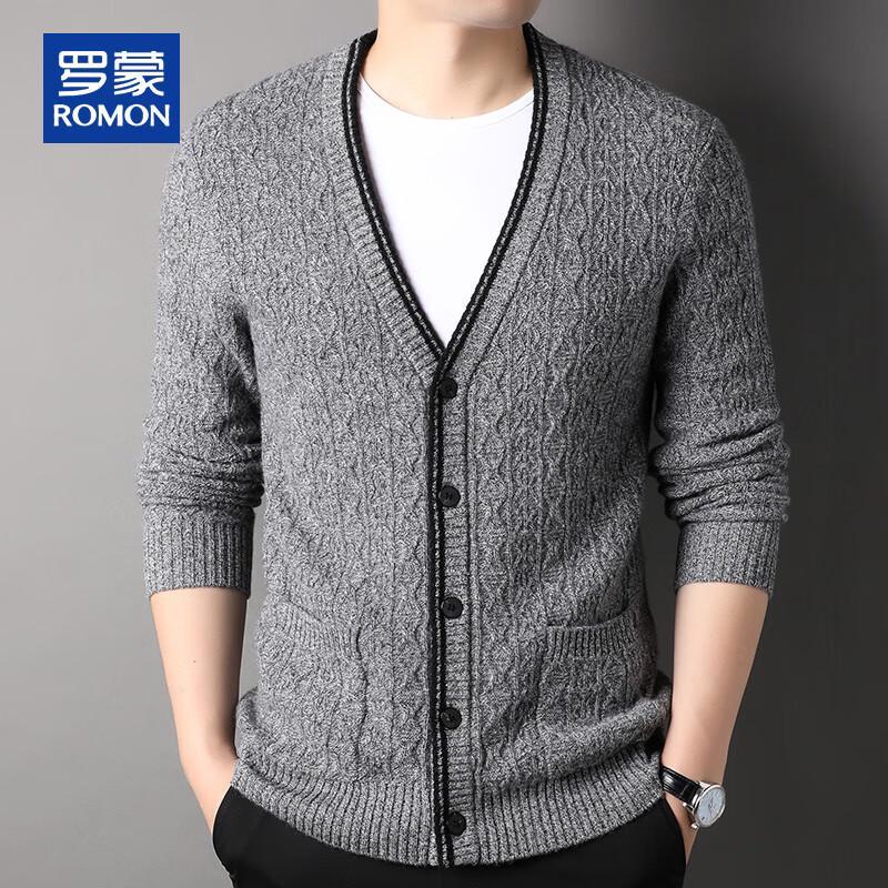 ROMON Men's 100% Pure Cashmere V-Neck Cardigan