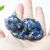 Resin Art Cat Figurine With Crystals For Home Office Decor Gift For Friends And Family