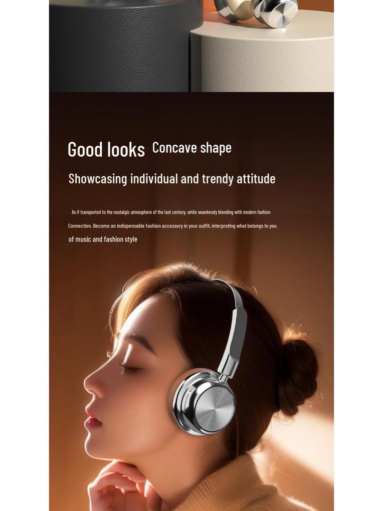 CR-20 Retro Bluetooth 5.4 Over-Ear Headphones - Myllard Metal Design with Super Long Battery Life