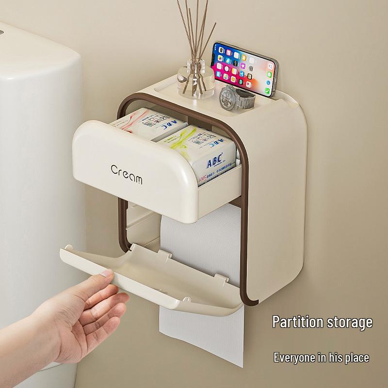Minimalist Wall-Mounted Bathroom Tissue and Storage Box