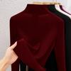 Autumn and winter women's clothing containing wool and silk bottoming shirt women's inner heating fleece warm turtleneck top with fleece and thicker
