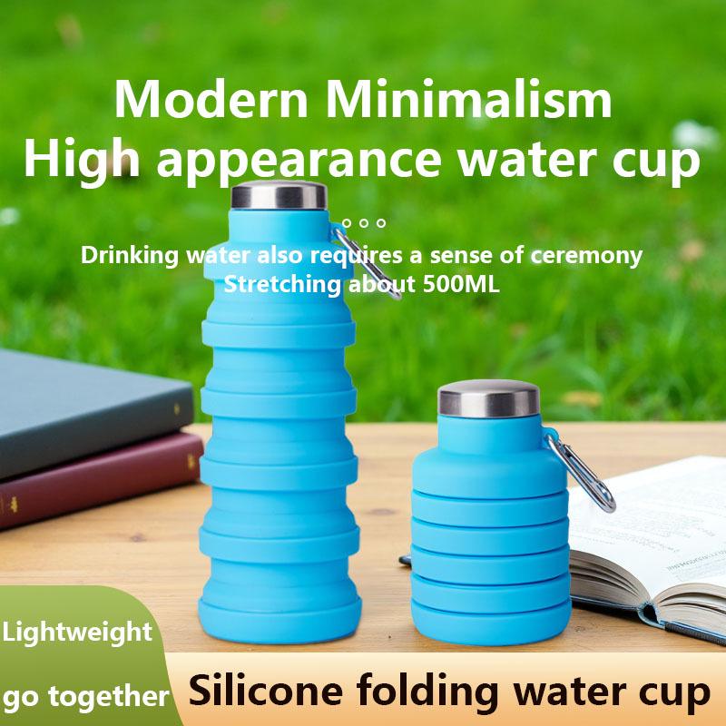 Silicone Folding Water Cup 500ml - Large Capacity Sports Outdoor Kettle