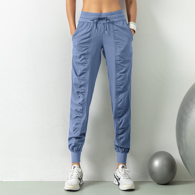 Lulu Women's Lightweight Quick-Dry Pleated Joggers - Breathable, Loose, Slimming, Casual Fitness Pants for Summer Running