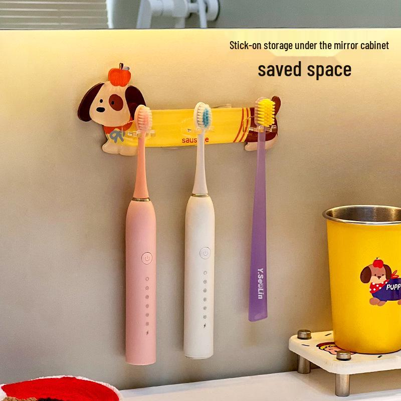 Wall-Mounted Family Bathroom Electric Toothbrush Holder and Storage Rack