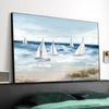 Nordic Abstrakte Strand Weiß Segelboot Ölgemälde Seascape Leinwand Drucke Poster Wand Kunst Bild Home Dekoration Für Wohnzimmer