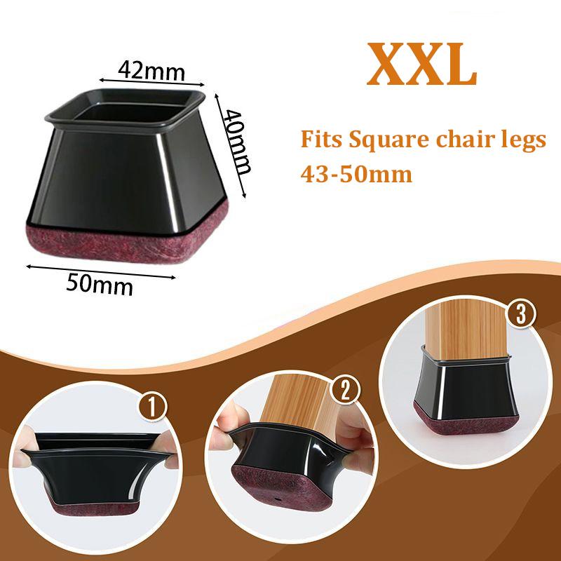 24 Pcs Chair Leg Floor Protectors Square,Silicone Chair Leg Protectors Caps Covers for Hardwood Floors,Furniture Pads Sliders with Wrapped Felt Bottom