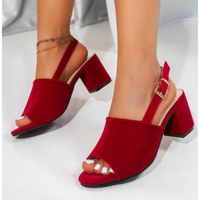 Sandali Donna in Pelle Scamosciata con Tacco Spesso Nuovi Stili Estivi Testa Rotonda Bocca Bassa con Antiscivolo Resistenti all'Usura Tacchi Alti pumps