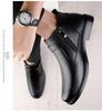 Men's High-Top Leather Slip-On Boots: Formal Casual Cowhide Shoes for Autumn/Winter with Warm Cotton, Large Sizes Available.