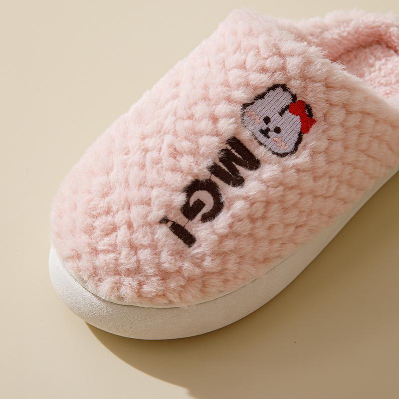 Cotton Slippers Women Thick Sole Couples Home Winter Cute Cartoon Warm Plush Male Thick Anti-slip Cotton Shoes 2024