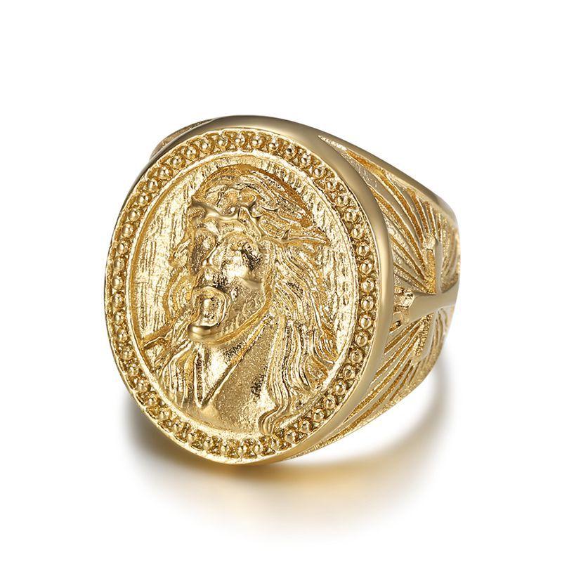 

Hip Hop Jesus Casting Ring Vacuum Gold Plated Stainless Steel Mens Jewelry 13
